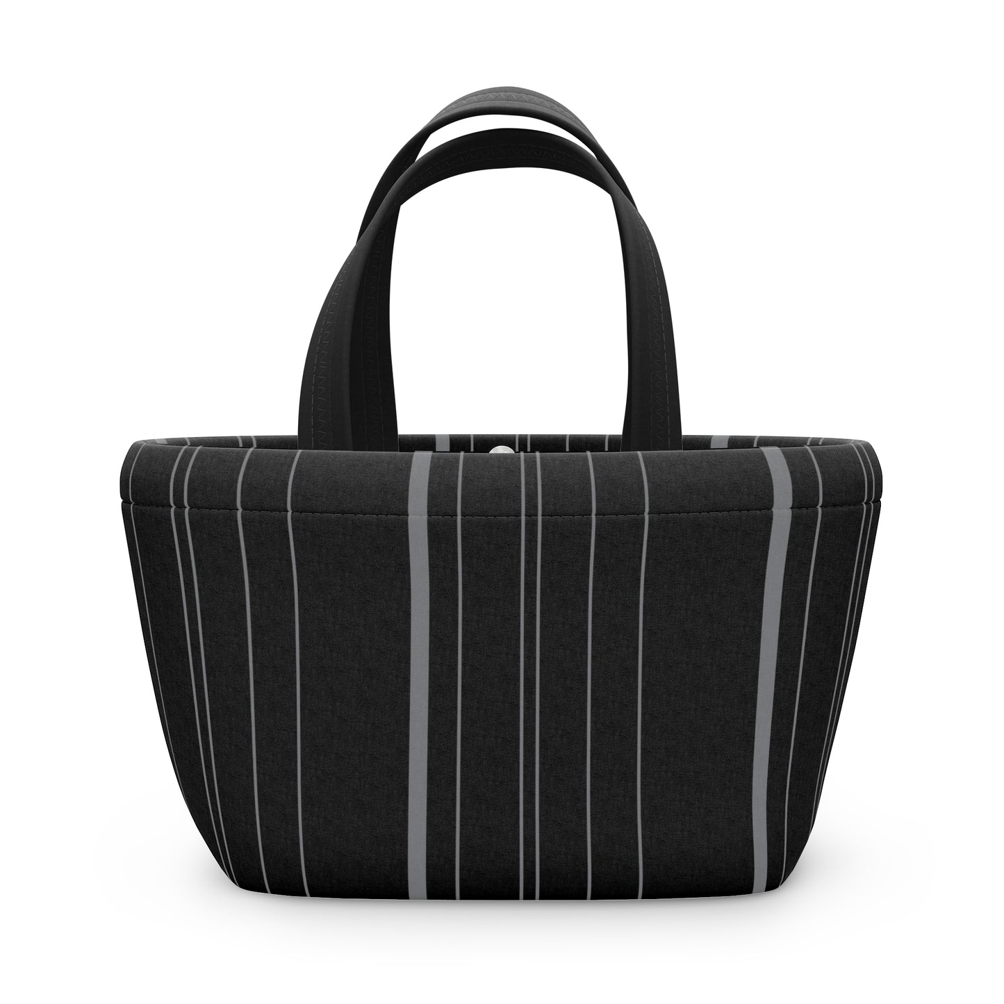 Black Pinstripped Lunch Bag - Elegant and Minimalist Neoprene Insulated Purse Lunch Box