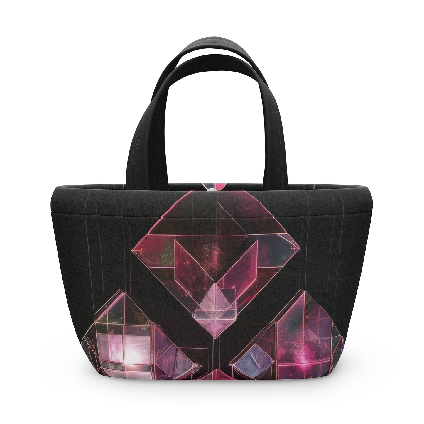 Black and Pink Glass Jeweled Lunch Bag - Chic Lunch Bag Unique Statement