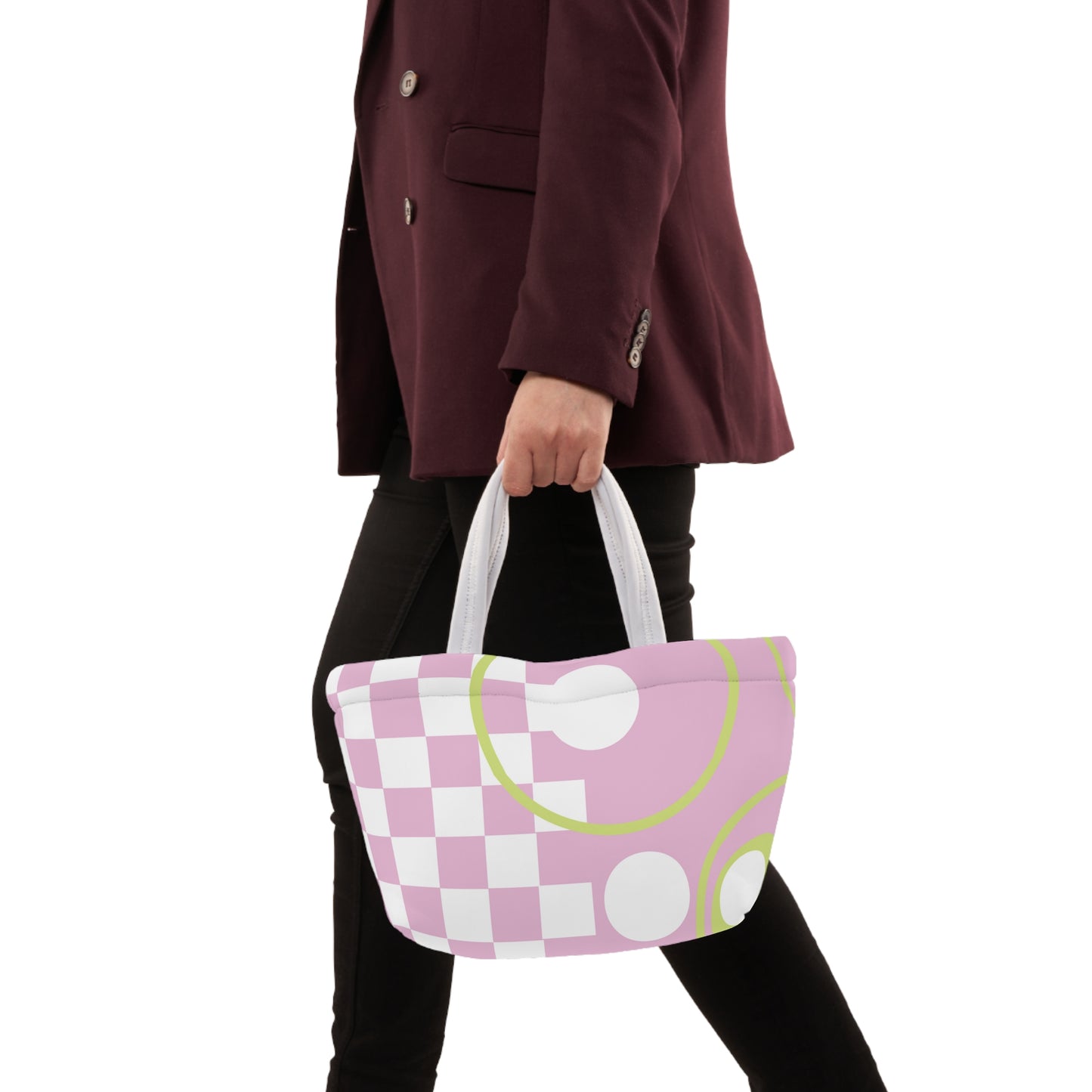 Chic Pink Lunch Bag Geometrical Patterns Unique Statement