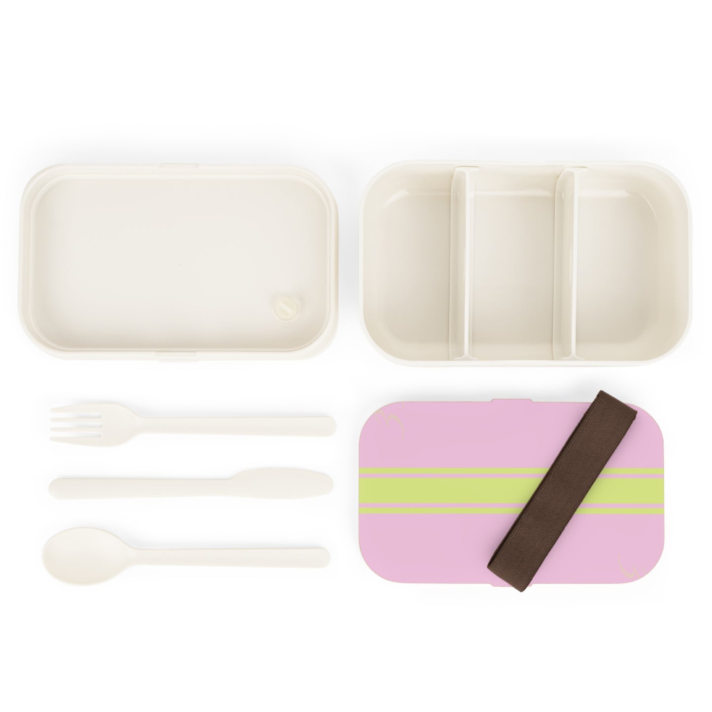 Pink Bento Lunch Box with Golden Stripe - Lunch Bags for Women