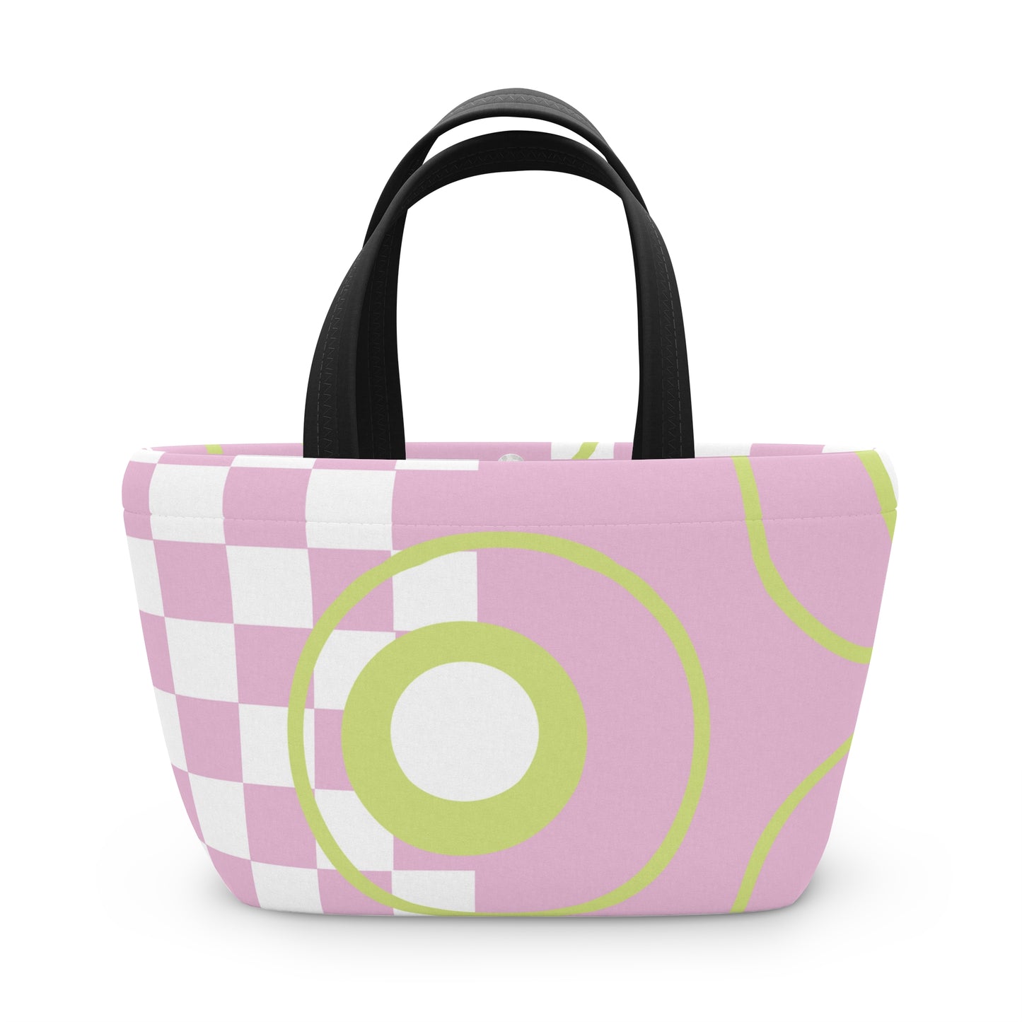 Chic Pink Lunch Bag Geometrical Patterns Unique Statement
