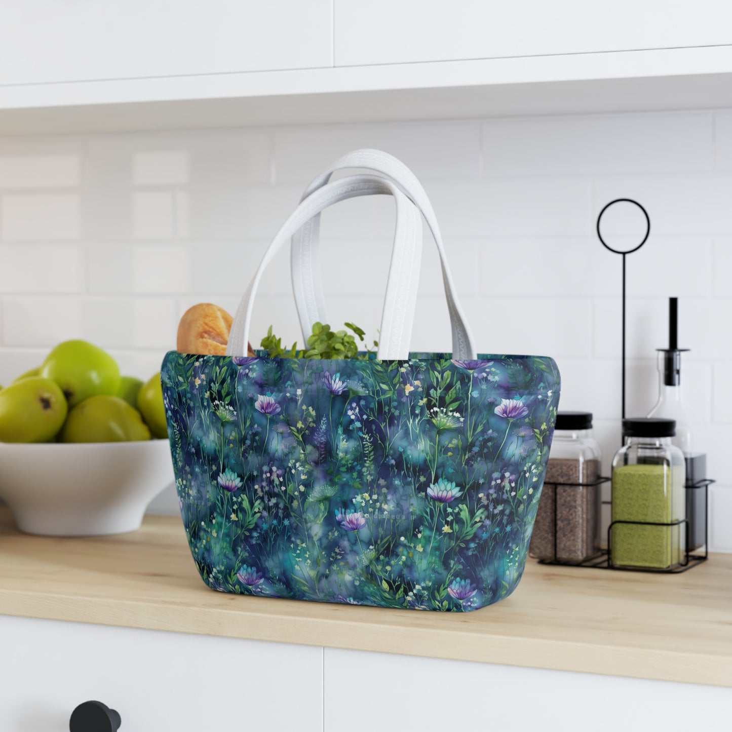 Floral Blues Lunch Bag - Insulated Reuseable