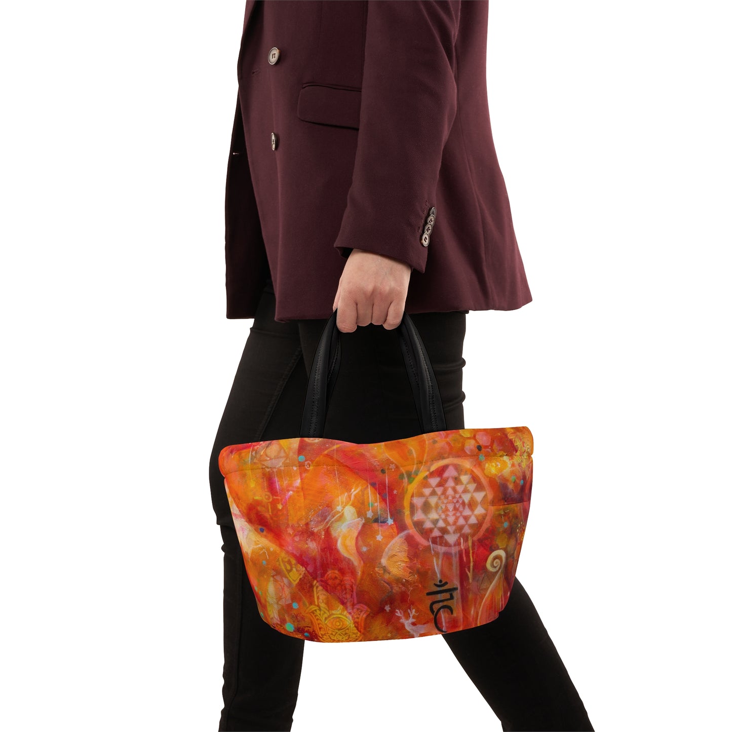 Orange Mandala Lunch Bag - Chic Artistic Reuseable Bag