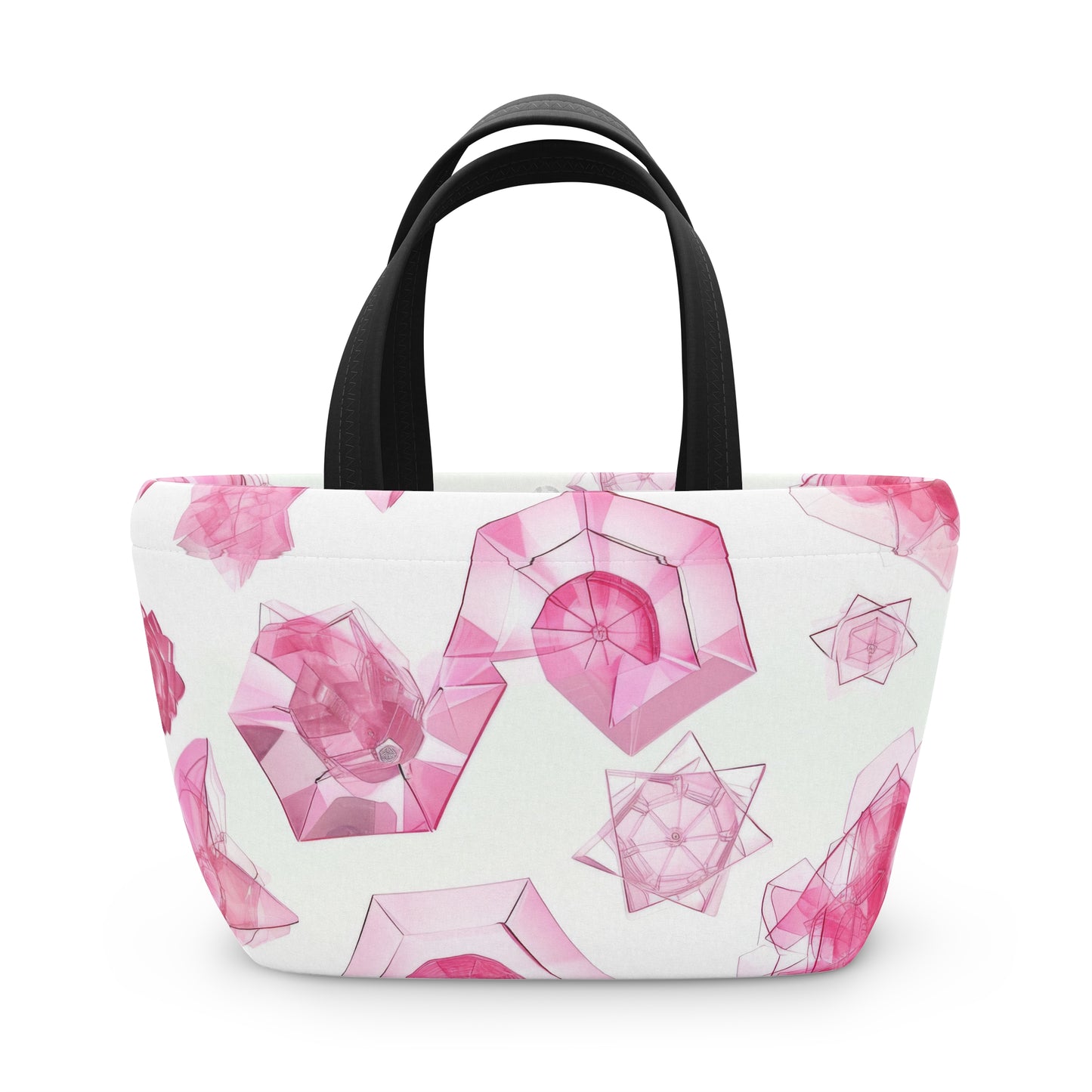 Women's Pink Glass Jeweled Lunch Bag - Chic Lunch Bag Unique Statement
