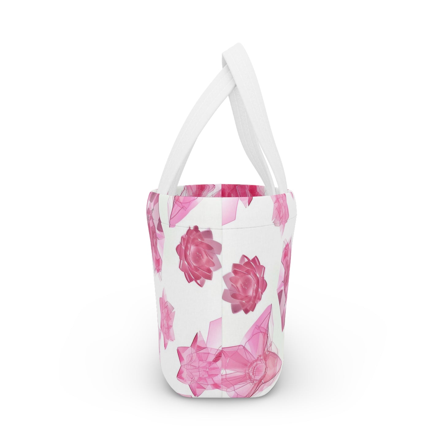 Women's Pink Glass Jeweled Lunch Bag - Chic Lunch Bag Unique Statement