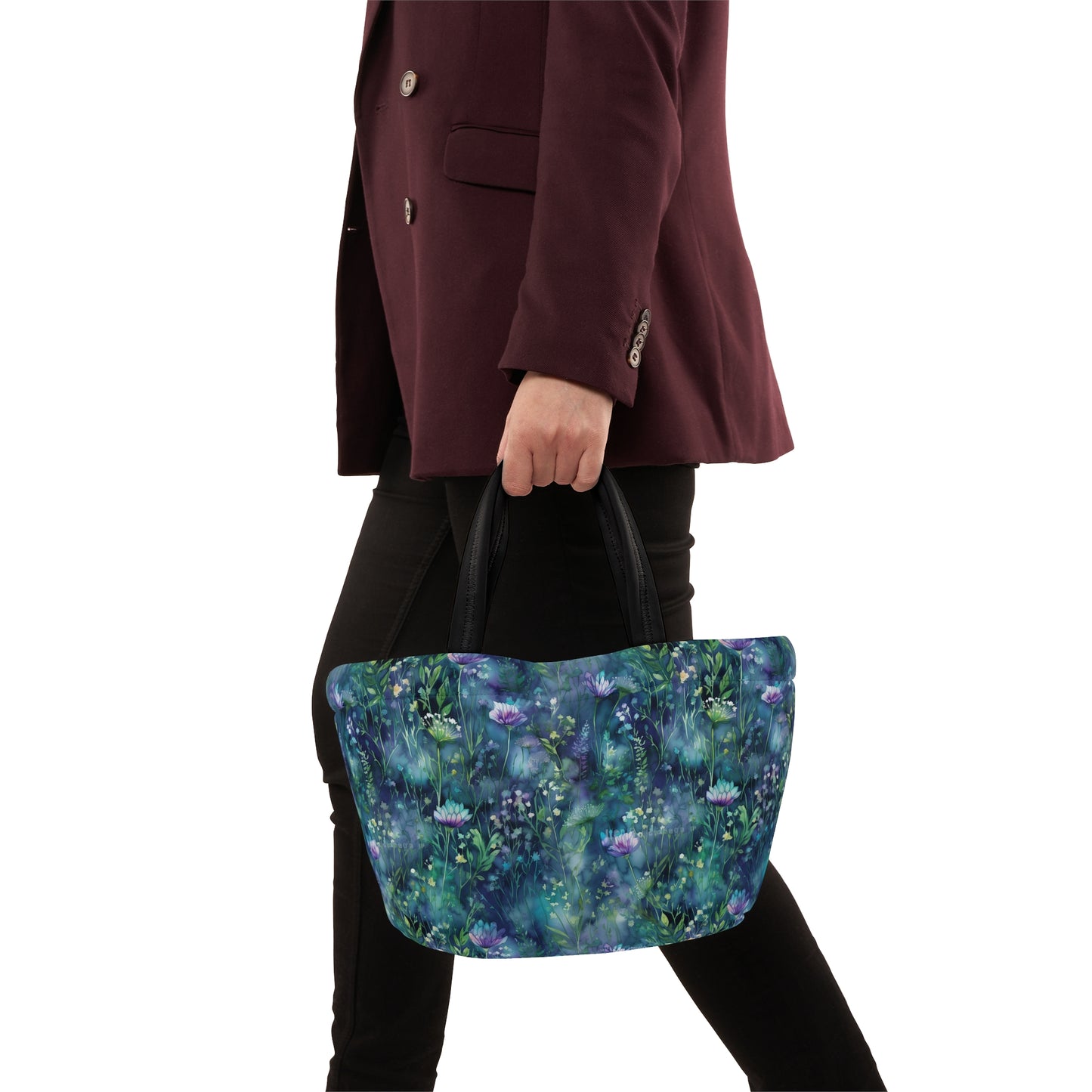 Floral Blues Lunch Bag - Insulated Reuseable
