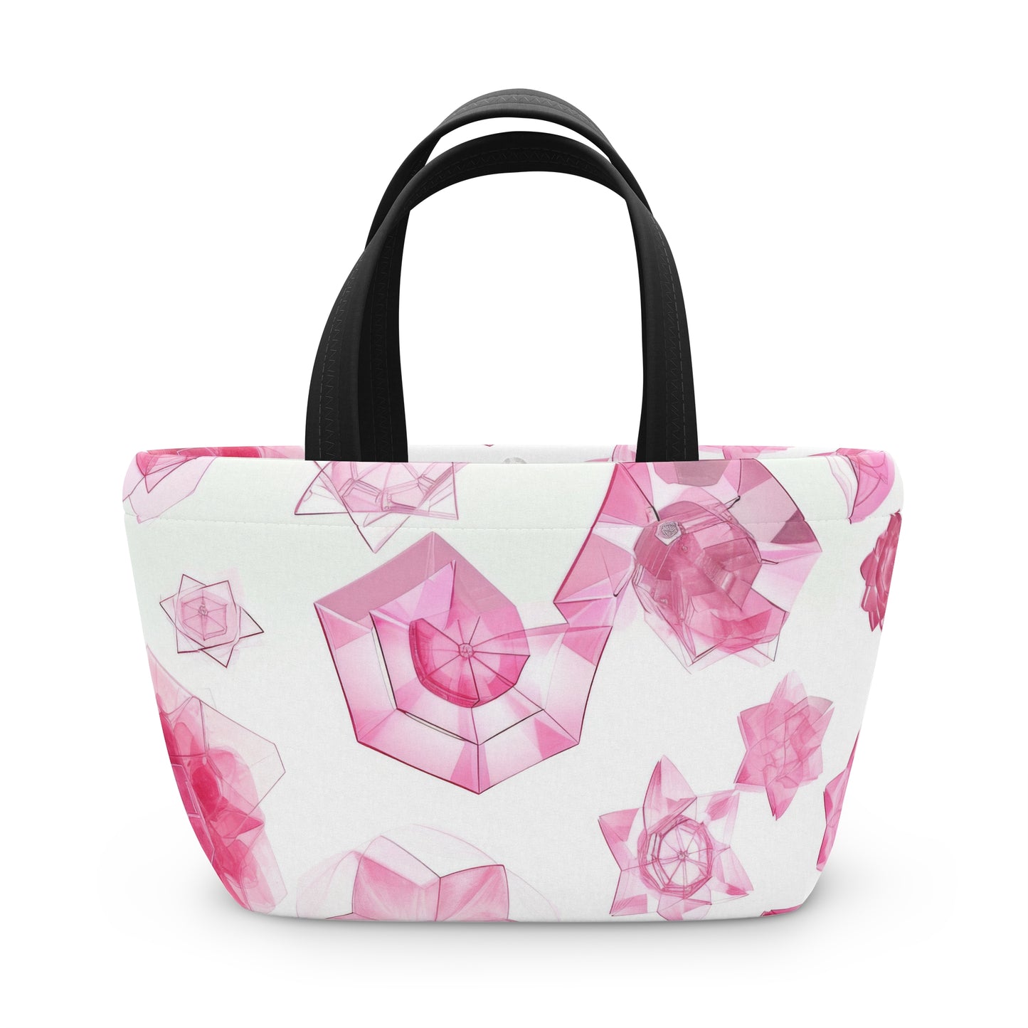 Women's Pink Glass Jeweled Lunch Bag - Chic Lunch Bag Unique Statement