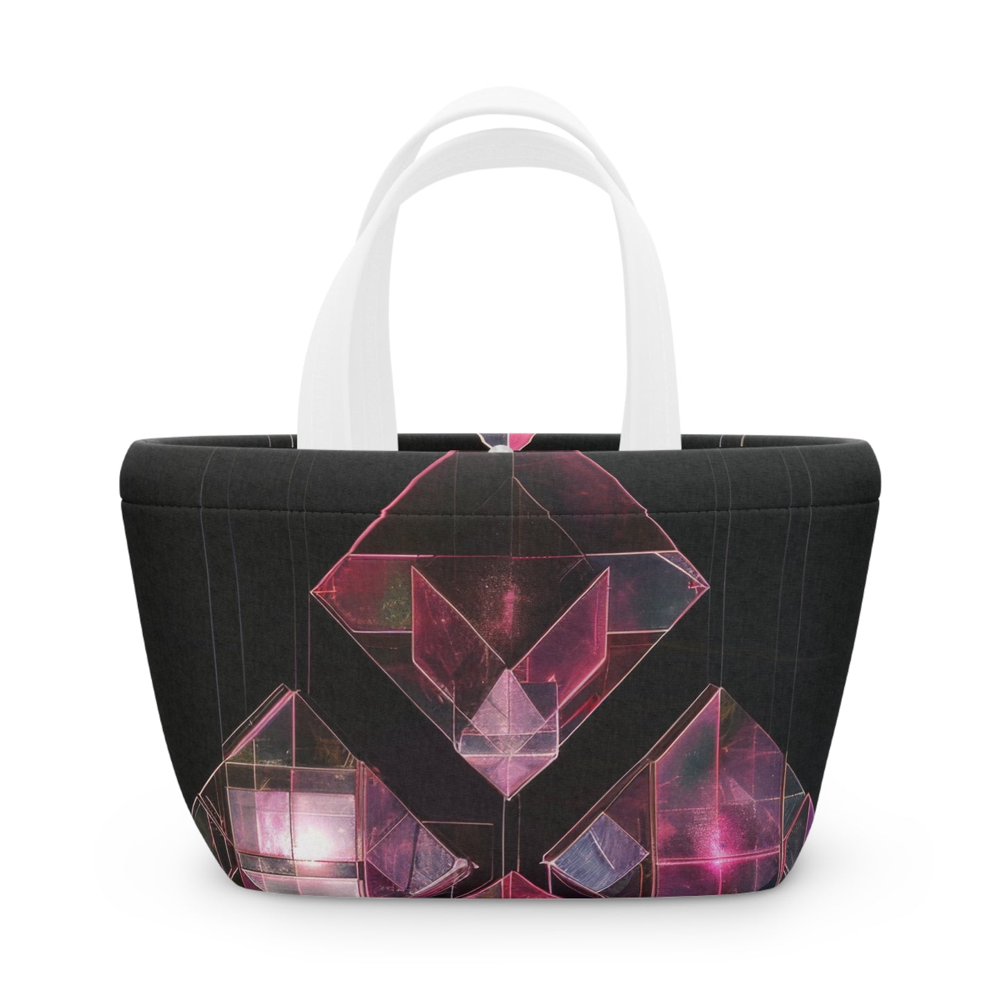 Black and Pink Glass Jeweled Lunch Bag - Chic Lunch Bag Unique Statement