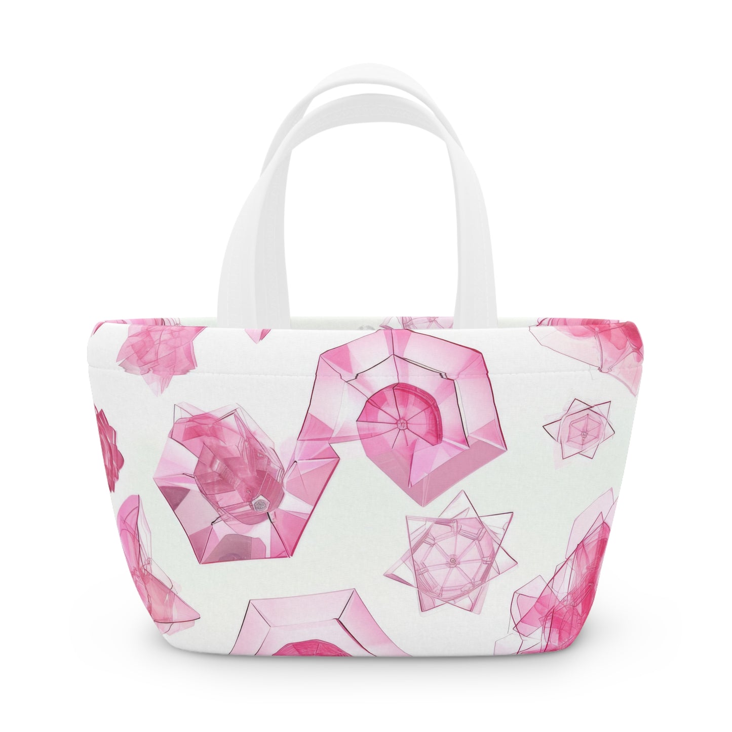 Women's Pink Glass Jeweled Lunch Bag - Chic Lunch Bag Unique Statement