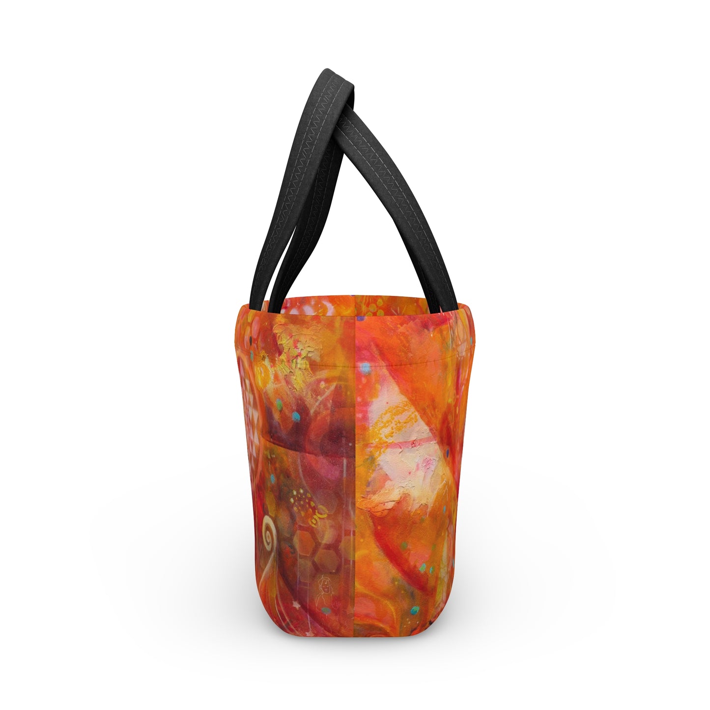 Orange Mandala Lunch Bag - Chic Artistic Reuseable Bag