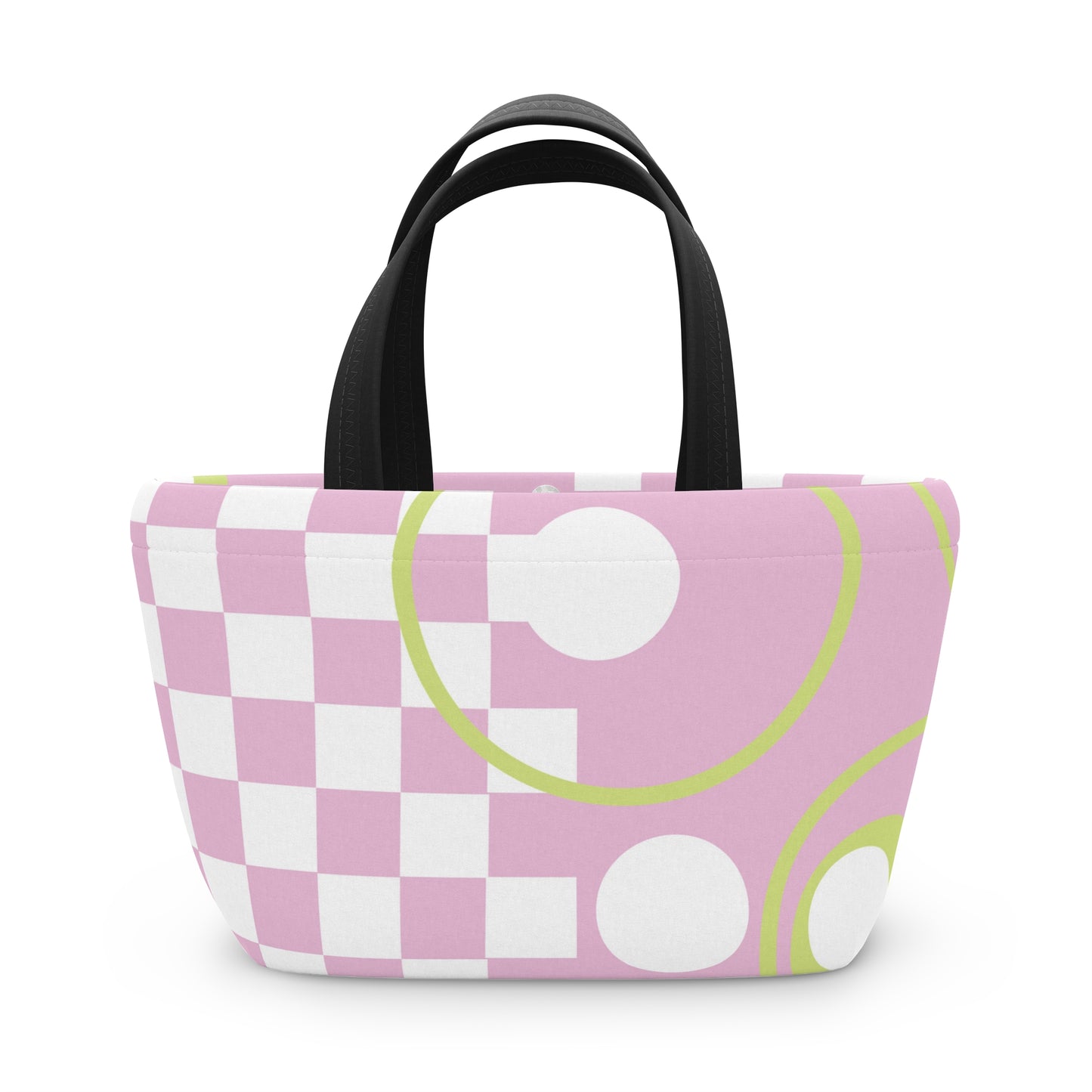 Chic Pink Lunch Bag Geometrical Patterns Unique Statement
