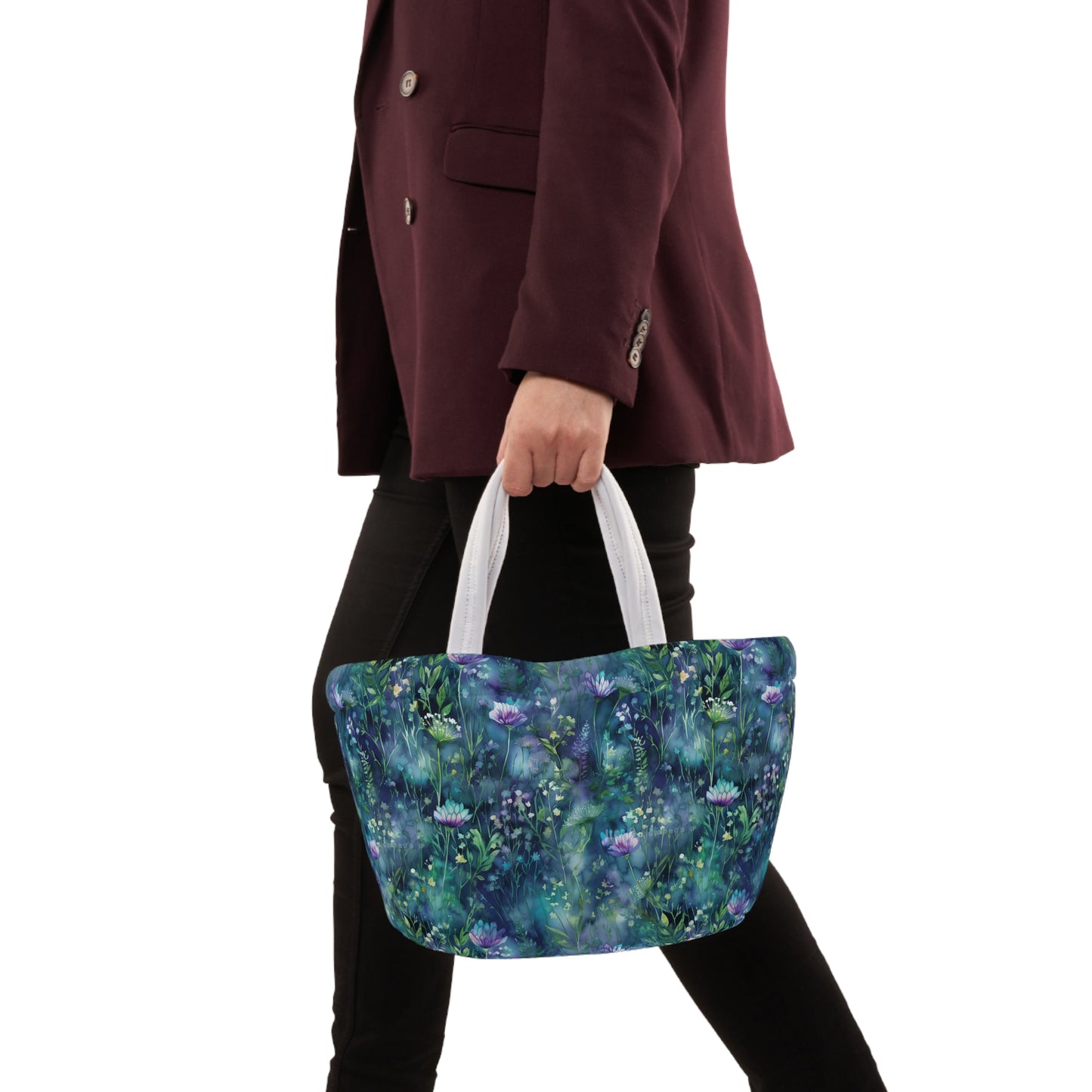 Floral Blues Lunch Bag - Insulated Reuseable