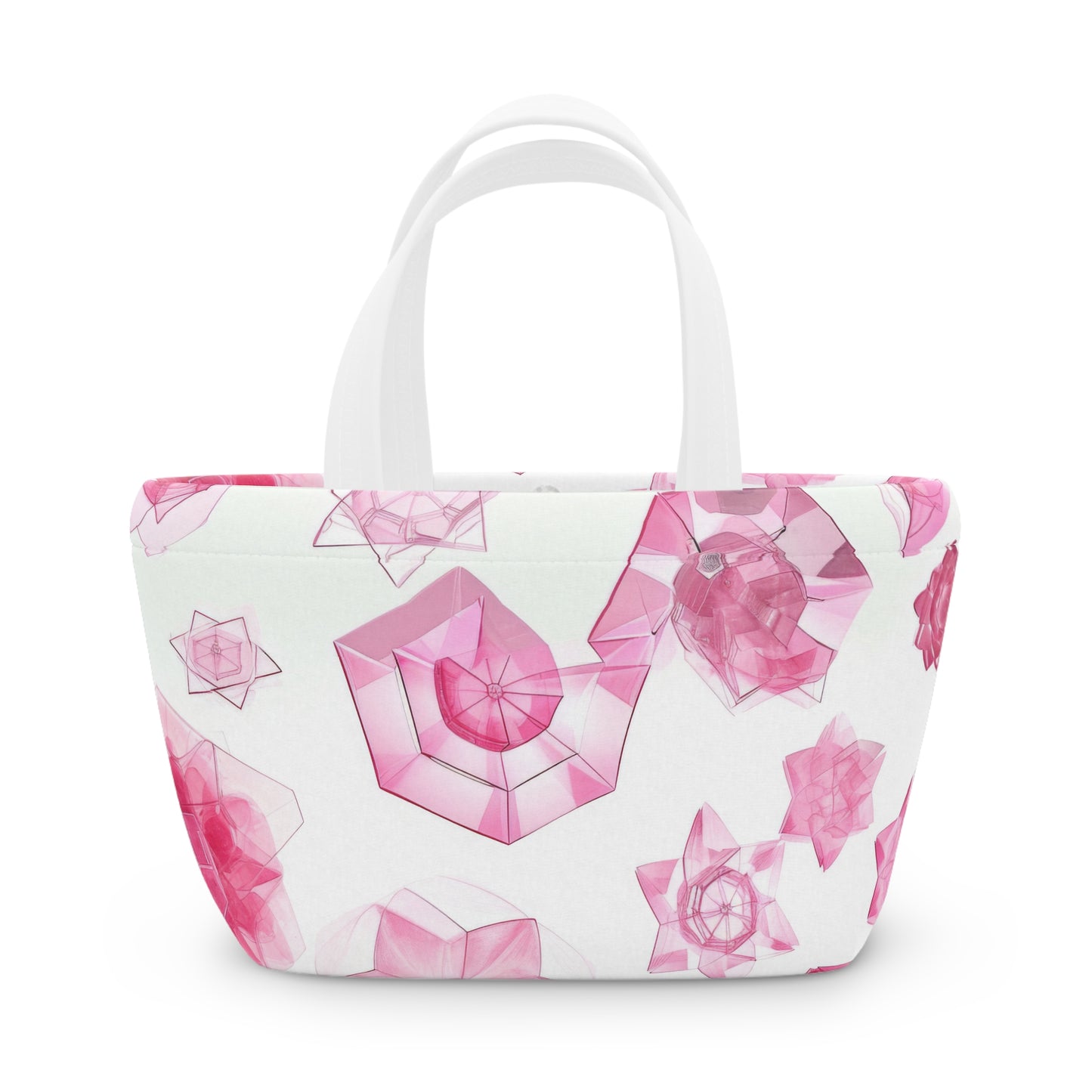 Women's Pink Glass Jeweled Lunch Bag - Chic Lunch Bag Unique Statement