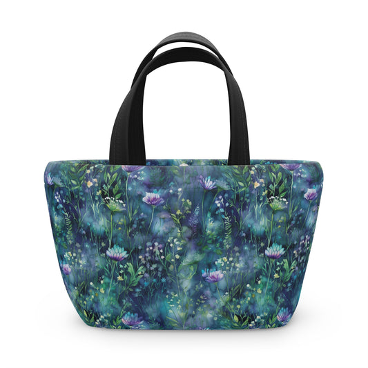 Floral Blues Lunch Bag - Insulated Reuseable