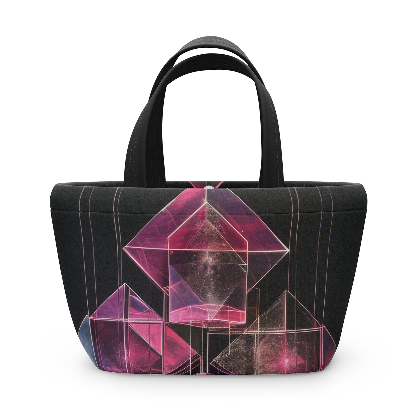 Black and Pink Glass Jeweled Lunch Bag - Chic Lunch Bag Unique Statement