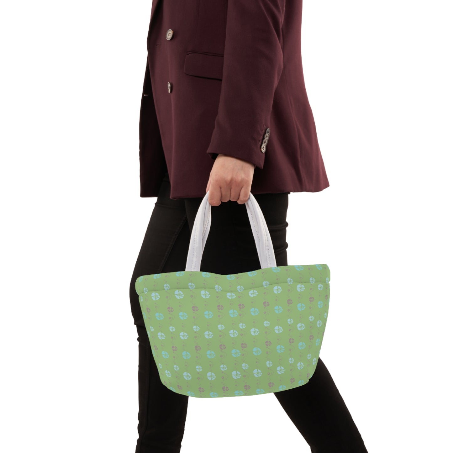 Moss Green Ladies Lunch Bag - Elegant and Minimalist Neoprene Insulated Purse Lunch Box