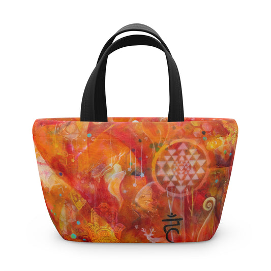 Orange Mandala Lunch Bag - Chic Artistic Reuseable Bag