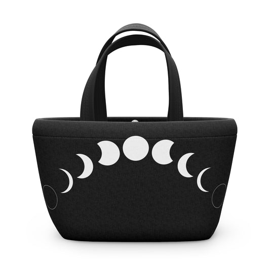 Phases of the Moon Ladies Lunch Bag - Elegant and Minimalist Neoprene Insulated Purse Lunch Box