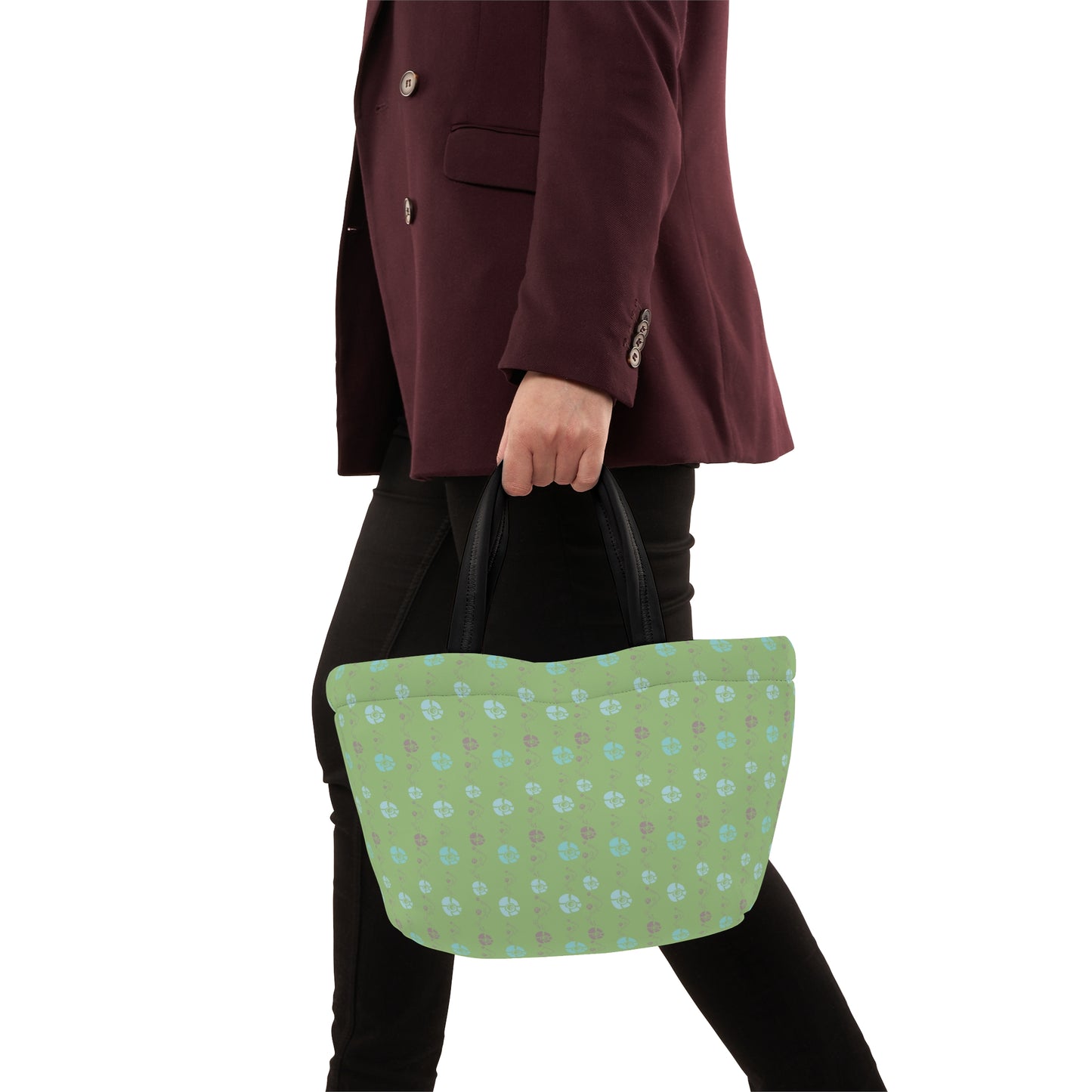Moss Green Ladies Lunch Bag - Elegant and Minimalist Neoprene Insulated Purse Lunch Box