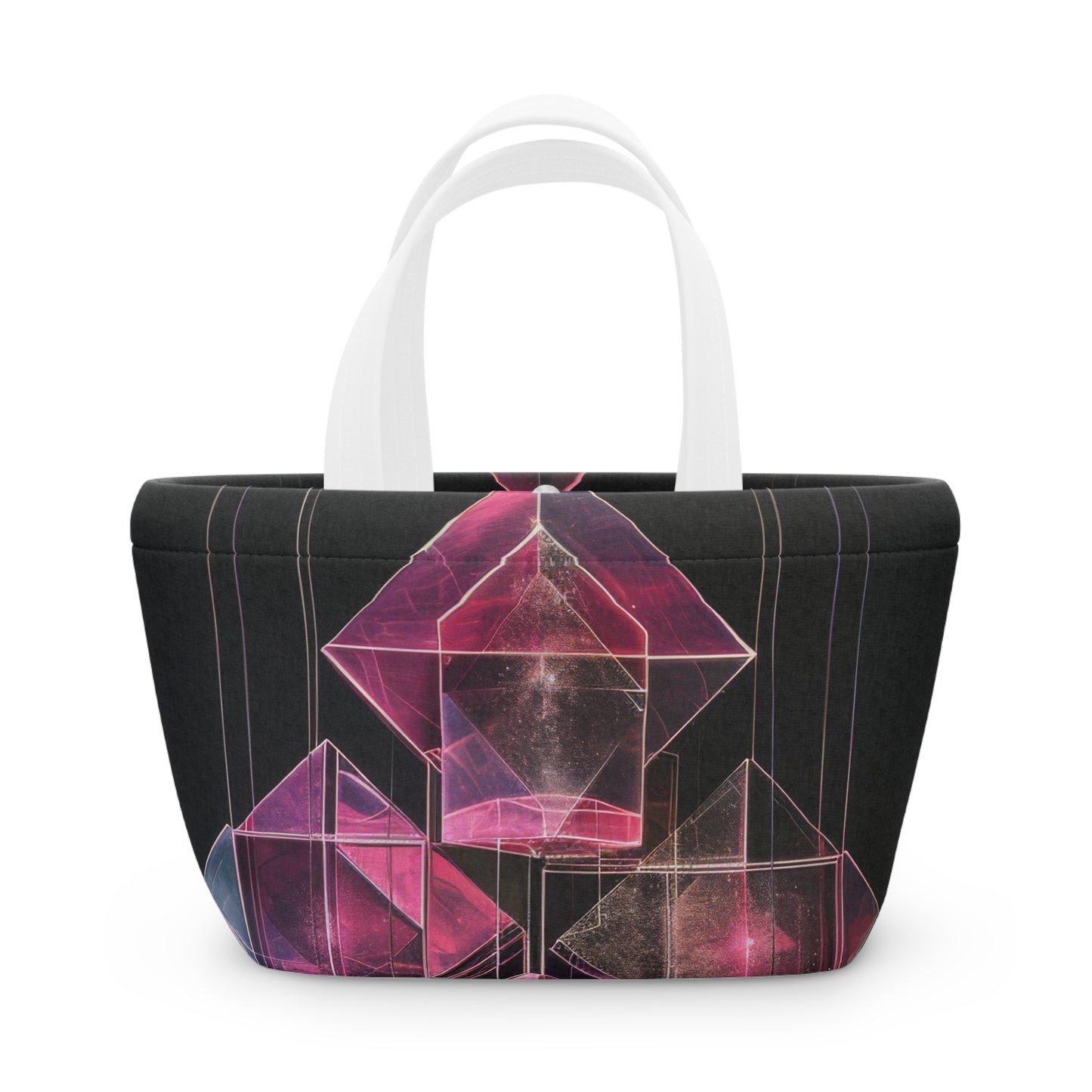 Black and Pink Glass Jeweled Lunch Bag - Chic Lunch Bag Unique Statement